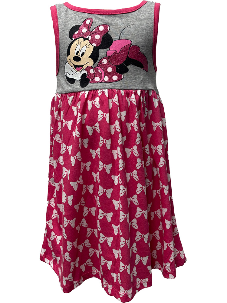 JERRY LEIGH Minnie Mouse Pink Polka Dot Bow Tank Top Dress, (Girl's 2T)